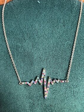 Multicolor Heartbeat Pendant Necklace – Women Jewelry 16-18”